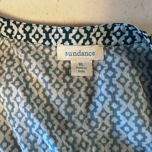 Sundance XL blouse. Long sleeve, button up, vibrant print with blues and greens.